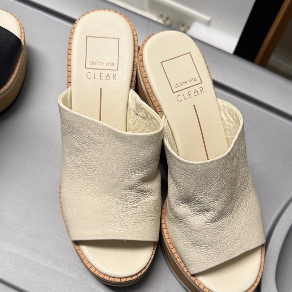 Dolce Vita Cream Leather Mules